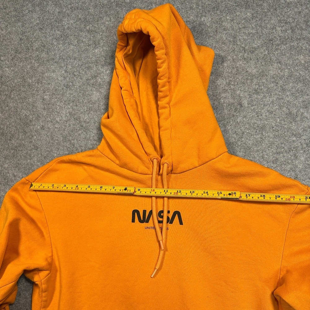 H&M Divided NASA Graphic Hoodie Medium Orange Cropped Fleece Pullover - Picture 5 of 8